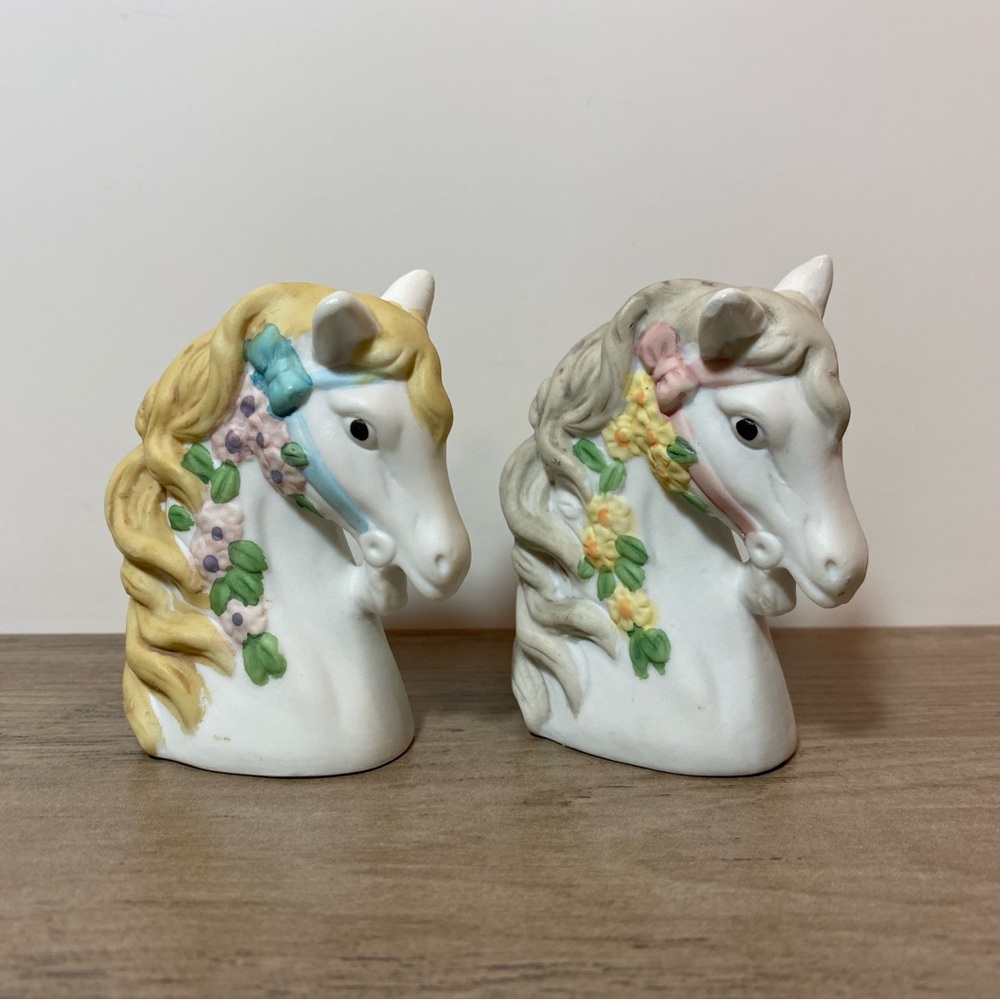 Ceramic Carousel Horse Head Figurines 80s 90s Vintage Giftcraft